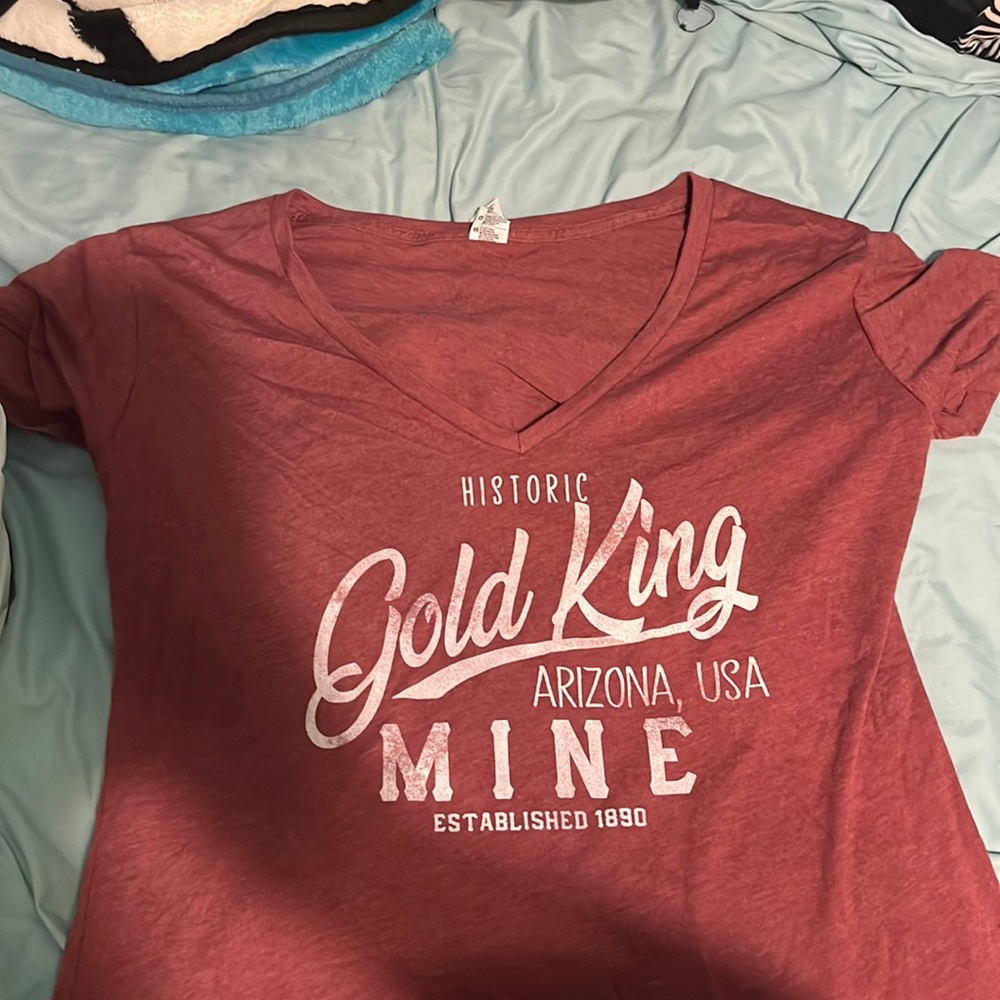 Red shirt with lettering